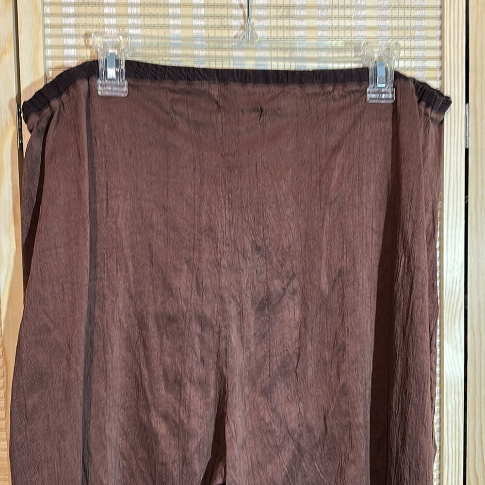 Cynthia Ashby Dark Copper Bronze Brown Wide Leg Culottes Palazzo Pants W36 Silk? - Picture 10 of 14